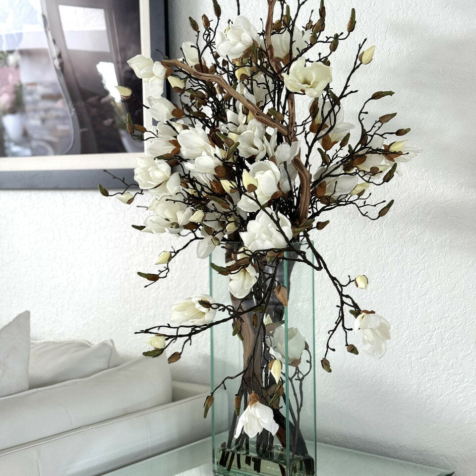 Weiße Magnolienvase im modernen Wohnstil, 50 cm (20 Zoll)